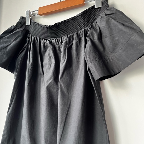 NWT J. Crew Off the Shoulder Black Cotton Poplin Dress - Picture 3 of 8